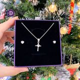  Heart Cross Christmas Gift Jewelry Set - Bộ Trang Sức Thánh Giá Trái Tim Đá Trắng - Quà Tặng Giáng Sinh 