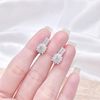 Flower Baguette Square Silver Hoops - Hoa Tai Khoen Gài Premium Kiểu Hoa Vuông Đai Đá Baguette Ddreamer P3036BTH