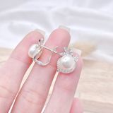  Bông Tai Ngọc Trai Nhân Tạo - Bông Tai Bạc 925 Kiểu Premium Khoen Gài Ngọc Trai Lá Đính Đá - Pearl Leaf Silver Hoops  Ddreamer P979BTH 