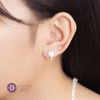 Button Baguette Silver Hoops -  Hoa Tai Khoen Gài Premium Kiểu Hoa Đai Đá Baguette Nhỏ Ddreamer P3033BTH