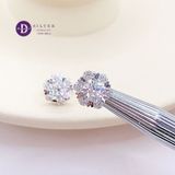  Bông Tai Đá Moissanite 5Li - Bông Tai Nữ Kiểu Hoa 6 Viên Đá Moi Chấu Trái Tim Đá Chủ 5li - Heart Flower Moissanite Silver Earrings MBT024-1 