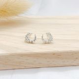  Flower Mini Stone Moon Silver Earrings- Bông Tai Mặt Trăng Ddreamer - 1060BTH 