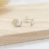  Flower Mini Stone Moon Silver Earrings- Bông Tai Mặt Trăng Ddreamer - 1060BTH 