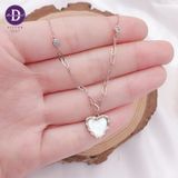  Silver Necklace Mother Of Pearl Heart - Dây Chuyền Bạc 925 Cao Cấp Trái Tim Xà Cừ Trắng Kiểu Dây Xích Đính 2 Viên Đá CZ Ddreamer 1184DCH 