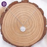  Silver Necklace LOVE Circle Pendant  - Dây Chuyền Bạc 925 Cao Cấp Mặt Tròn Xà Cừ Trắng Ddreamer 1180DCH 