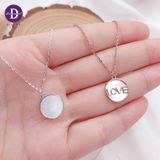  Silver Necklace LOVE Circle Pendant  - Dây Chuyền Bạc 925 Cao Cấp Mặt Tròn Xà Cừ Trắng Ddreamer 1180DCH 