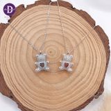  Silver Necklace Love Pin k Heart Sparkling Bear - Dây Chuyền Bạc 925 Cao Cấp Gấu Trái Tim Hồng Đính Đá Ddreamer 118́̃9DCH 