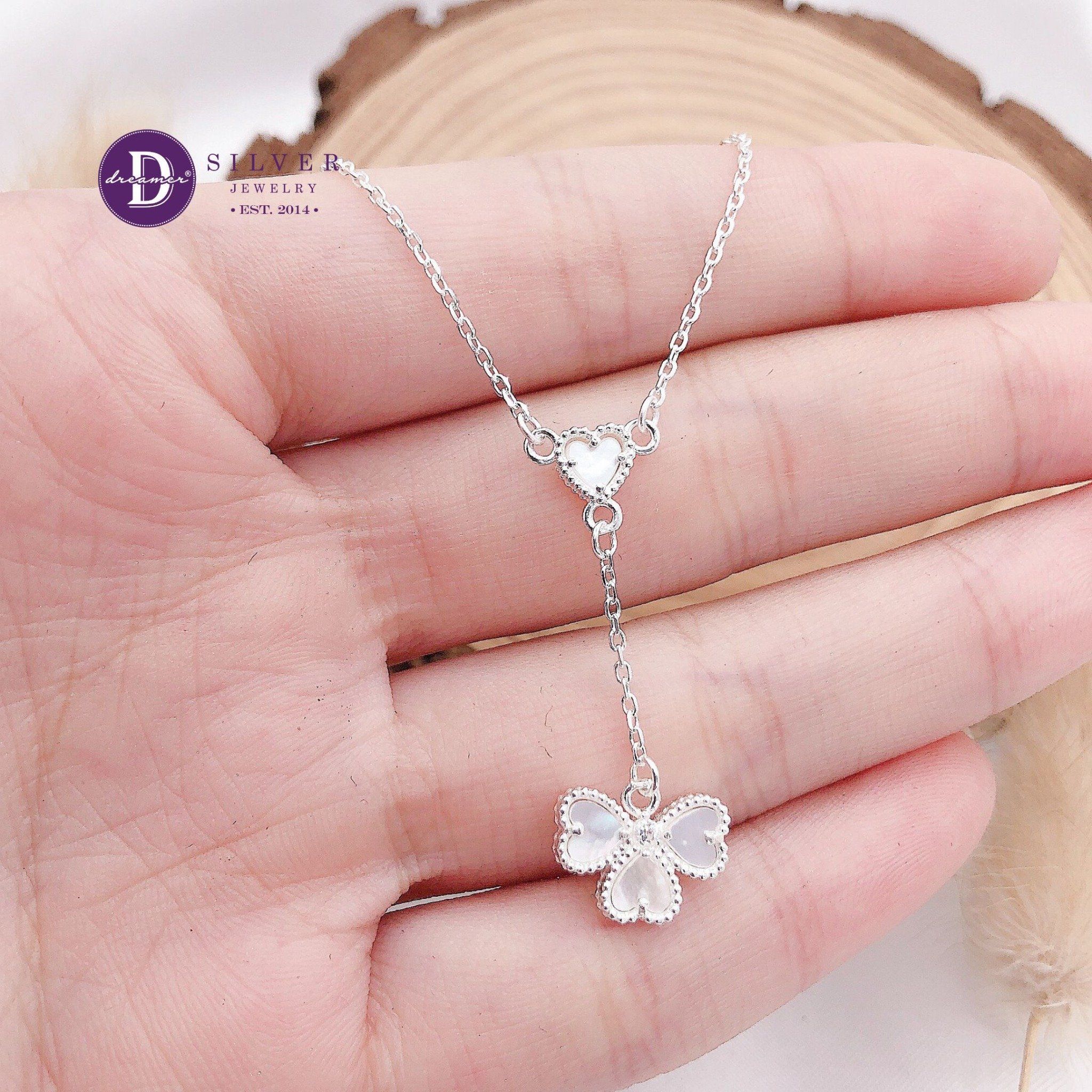  Dây Chuyền Nữ Cỏ 4 Lá Xà Cừ - Heart Lucky Flower - Silver 925 Necklace Ddreamer - 1182DCH 