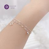  Simple Star Line Double Chain Silver Bracelet - Lắc Tay Bạc 925 Kiểu 2 Dây Ngôi Sao Trơn Đơn Giản 1300VTT 