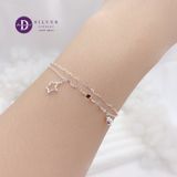  Simple Star Line Double Chain Silver Bracelet - Lắc Tay Bạc 925 Kiểu 2 Dây Ngôi Sao Trơn Đơn Giản 1300VTT 