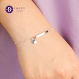  The Bar Flat Full Moon Silver Bracelet Vòng Tay Bạc 925 Thanh Bạc Tag Tròn (Dây Bi) - 717VTT 