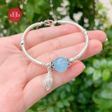  Vòng Tay 1 Viên Đá Aquamarine &  Charm Vỏ Sò  - Vòng Tay Đá Phong Thủy Mix Charm Bạc 925 Ddreamer 