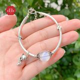  Vòng Tay 1 Viên Đá Moon &  Charm Hồ Ly - Vòng Tay Đá Phong Thủy Mix Charm Bạc 925 Ddreamer 