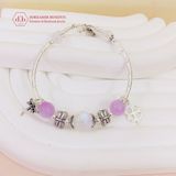  Vòng Tay Đá Thạch Anh Tím & Moon Stone  - Vòng Tay Đá Phong Thủy Mix Charm Bạc 925 Ddreamer 