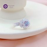  Silver Ring - Nhẫn Bạc 925 Cao Cấp - Nhẫn Premium Hoa Tuyết Đính Đá Baguette Đá Chủ 5.5li Đai 2 Line Đá - P2626NH - Ddreamer 