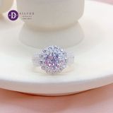  Flower Button Silver Ring - Nhẫn Bạc 925 Cao Cấp - Nhẫn Premium Đá Chủ 7li Ổ Hoa 2 Line Đá 2.5li Đai Oval 5 Line Đá  - P2638NH - Ddreamer 