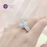  Flower Button Silver Ring - Nhẫn Bạc 925 Cao Cấp - Nhẫn Premium Đá Chủ 7li Ổ Hoa 2 Line Đá 2.5li Đai Oval 5 Line Đá  - P2638NH - Ddreamer 