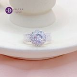  Silver Ring - Nhẫn Bạc 925 Cao Cấp - Nhẫn Premium  Hoa Xoáy Đá Baguette Đá Chủ 6li Bản Đá Baguette Chéo - P2637NH - Ddreamer 