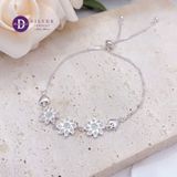  Sparkling Sunflower & Heart ,Freesize Adjustable Bracelet - Lắc Tay Dây Rút Freesize Bạc 925  3 Hoa Hướng Dương Đính Đá & Trái Tim 1313VTH 