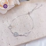  Sunflower Freesize Adjustable Bracelet - Lắc Tay Dây Rút Freesize Bạc 925 Hoa Hướng Dương & 2 Mặt Tròn Đính Đá 1314VTH 