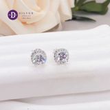  Square Diamond Button CZ Stone 6mm Silver Earrings - Hoa Tai Vuông Cạnh Bo Tròn CZ 6li Ddreamer - 3092BTH 