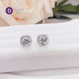  Square Diamond Button CZ Stone 6mm Silver Earrings - Hoa Tai Vuông Cạnh Bo Tròn CZ 6li Ddreamer - 3092BTH 