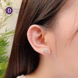  Lucky Flower Silver Earrings - Hoa Tai Cỏ 4 Lá 1 Cánh Đính Đá  Ddreamer - 3089BTH 