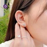  Lucky Flower Silver Earrings - Hoa Tai Cỏ 4 Lá 1 Cánh Đính Đá  Ddreamer - 3089BTH 