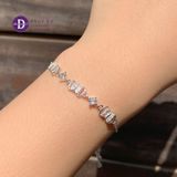  3 Baguette Stone Bow Silver Bracelet - Vòng Tay Bạc 925 Dây Rút Freesize  3 Cái Nơ Đá Baguette & Đá CZ 1291VTH 