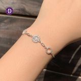  Sunflower Freesize Adjustable Bracelet - Lắc Tay Dây Rút Freesize Bạc 925 Hoa Hướng Dương & 2 Mặt Tròn Đính Đá 1314VTH 