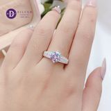  Cz Stone Silver Ring - Nhẫn Bạc 925 Cao Cấp -  Nhẫn Premium Đá Chủ 8li - Đai Nhẫn Oval 3 Line Đá  - P2674NH - Ddreamer 