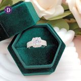  Cz Stone Silver Ring - Nhẫn Bạc 925 Cao Cấp -  Nhẫn Premium Đá Chủ 8li - Ổ Halo Vuông - Bản 3 Line Đá - P2678NH - Ddreamer 