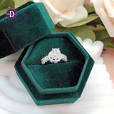  Cz Stone Silver Ring - Nhẫn Bạc 925 Cao Cấp -  Nhẫn Premium Ổ Halo Tròn Đai Đá Baguette - Đá Chủ 6.3li - P2677NH - Ddreamer 