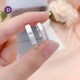  Couple Rings - Nhẫn Cặp Bản Nhám Đính 1 Viên Đá Chữ Nhật Cá Tính - 2683NH Ddreamer 