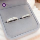  Couple Rings - Nhẫn Cặp  2 Line Đá & 1 Viên Đá Chữ Nhật - 2684NH Ddreamer 