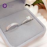  Couple Rings - Nhẫn Cặp Princess 1 Viên Đá CZ 6.3li &  Bản Chéo Line Đá - 2681NH 2614NH 