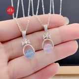  Mặt Dây Chuyền Đá Aquamarine Hỗ Trợ Sức Khoẻ -  Dây Chuyền Nơ Nữ Tính - Dây Chuyền Đá Phong Thuỷ 