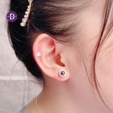  Bông Tai Ngọc Trai Nhân Tạo - Bông Tai Bạc 925  Kiểu Hột Bẹt Ổ Hoa Đính Đá 5mm - Sun Flower Pearl Earrings 2812BTH 