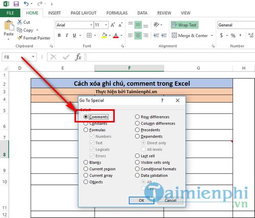 cach xoa ghi chu comment trong excel 6