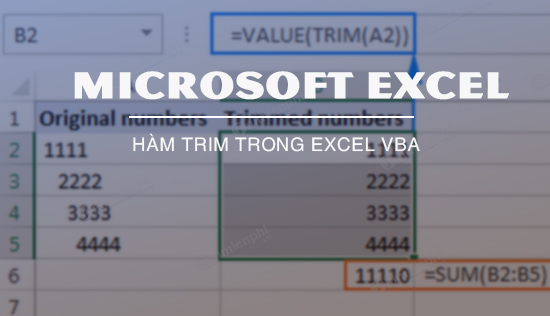 Hàm TRIM trong Excel VBA