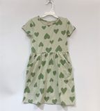  Đầm thun C&J xanh lá trái tim bé gái 