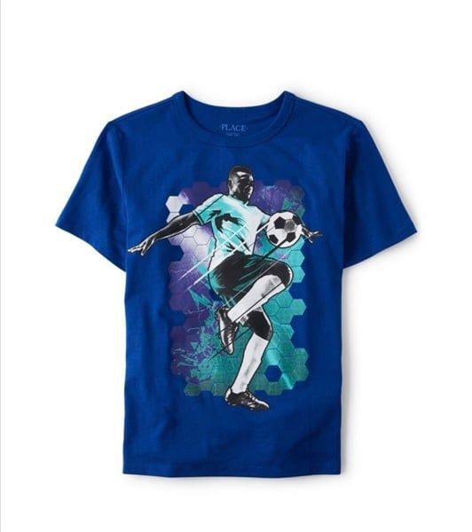  Áo thun PL4CE xanh đá bóng bé trai 