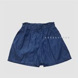  Quần short jean ống rộng xanh jean bé gái 