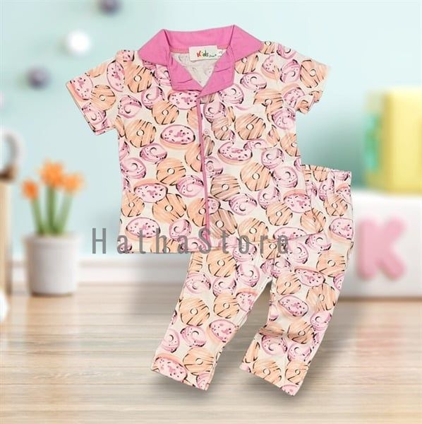  Đồ bộ ngắn hồng donut bé gái 