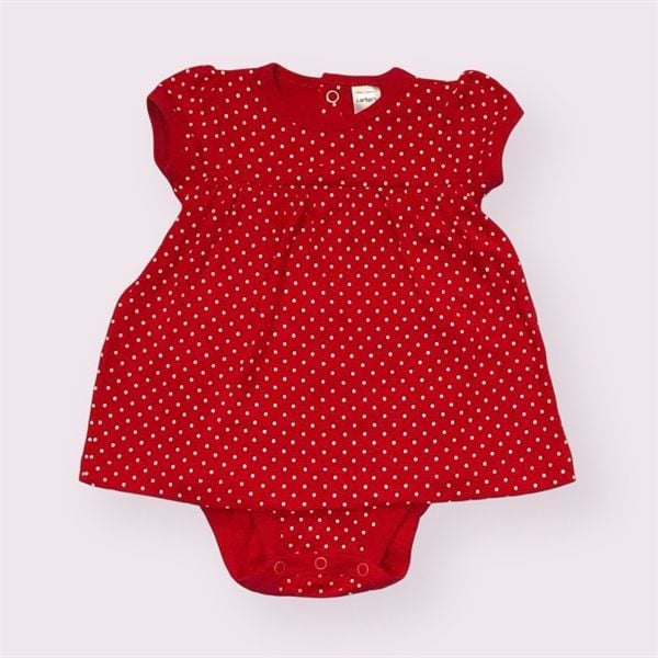  Body váy C4RTER đỏ chấm bi bé gái 