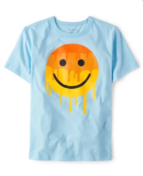  Áo thun PL4CE xanh mặt cười bé trai 