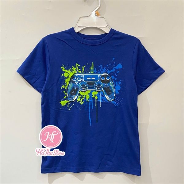  Áo thun PL4CE xanh đậm máy game bé trai 