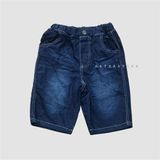  Quần short jean xanh đậm lưng thun bé trai 