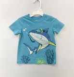  Áo thun xanh dương cá mập bé trai 