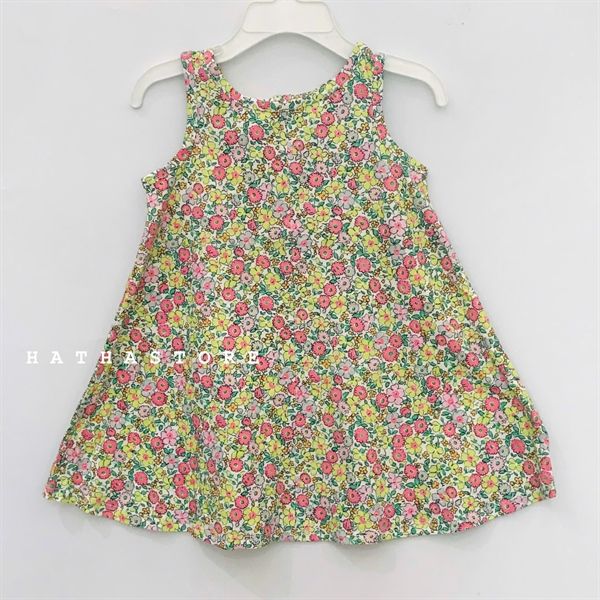  Đầm thun hoa vàng hồng bé gái 